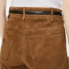 Pantalon cinq poches en cuir d’agneau pleine fleur avec logo Tf gravé Pantalon cinq poches en cuir d’agneau pleine fleur avec logo Tf gravé
