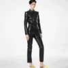 Pantalon cinq poches en cuir nappa avec logo Tf gravé Pantalon cinq poches en cuir nappa avec logo Tf gravé