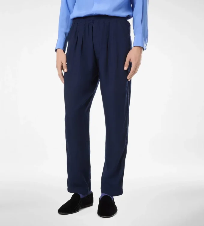 Pantalon de détente léger en lyocell à plis Pantalon de détente léger en lyocell à plis