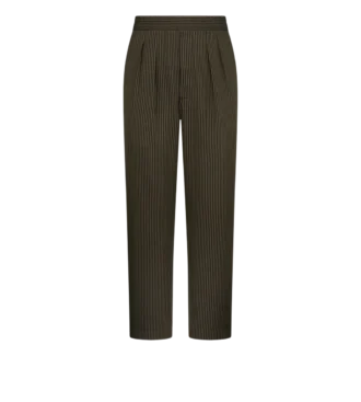 Pantalon de détente plissé en coton et soie à rayures Bengal