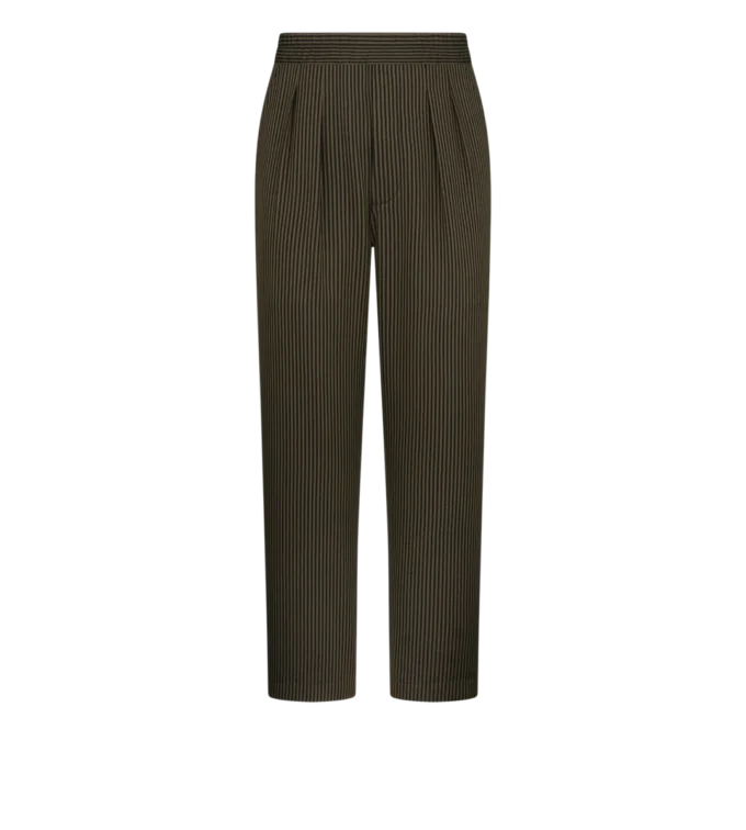 Pantalon de détente plissé en coton et soie à rayures Bengal Pantalon de détente plissé en coton et soie à rayures Bengal