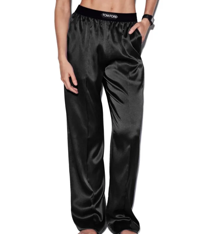Pantalon de pyjama en satin de soie extensible Pantalon de pyjama en satin de soie extensible