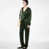 Pantalon de pyjama en satin de soie extensible