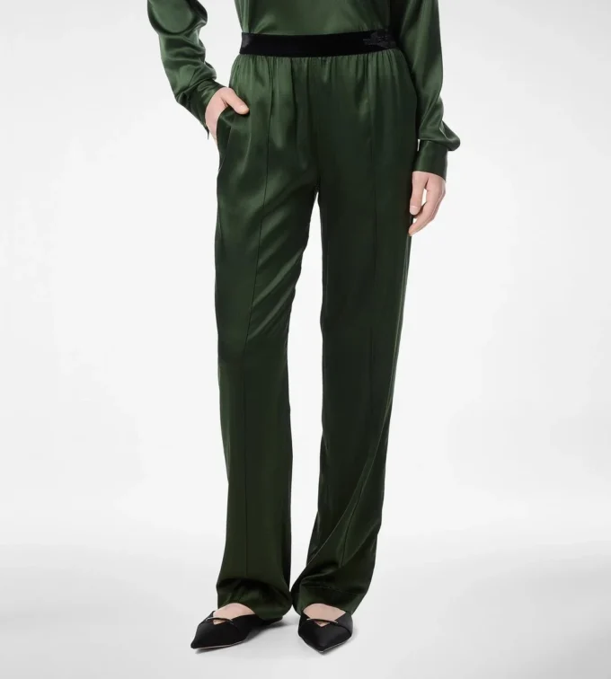Pantalon de pyjama en satin de soie extensible