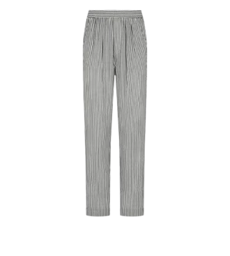 Pantalon de pyjama en soie rayé avec passepoil