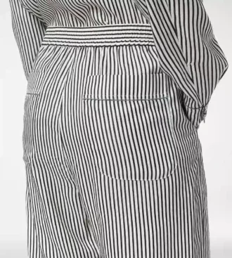 Pantalon de pyjama en soie rayé avec passepoil