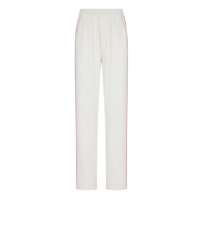 Pantalon de pyjama en twill de soie avec passepoil Pantalon de pyjama en twill de soie avec passepoil