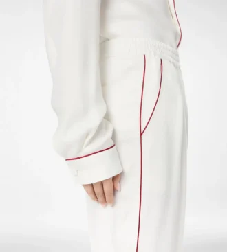 Pantalon de pyjama en twill de soie avec passepoil