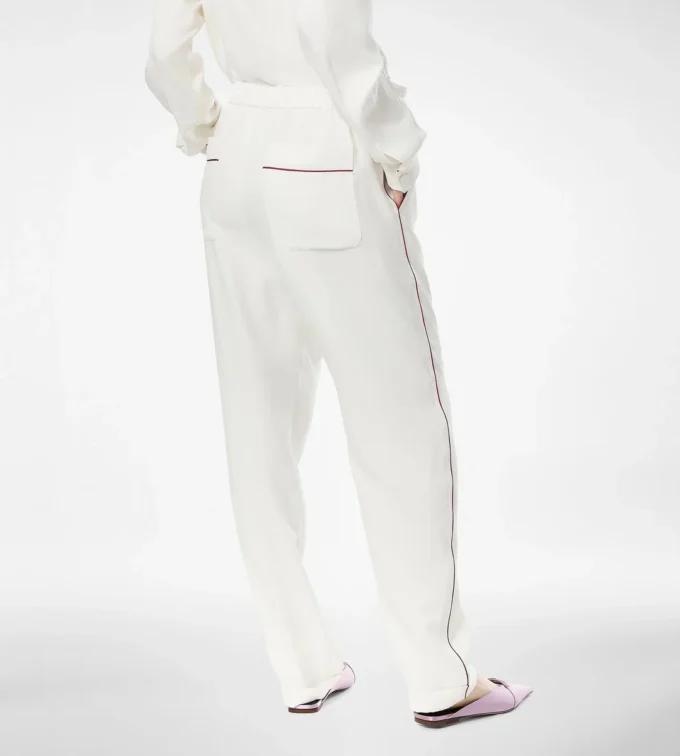 Pantalon de pyjama en twill de soie avec passepoil Pantalon de pyjama en twill de soie avec passepoil