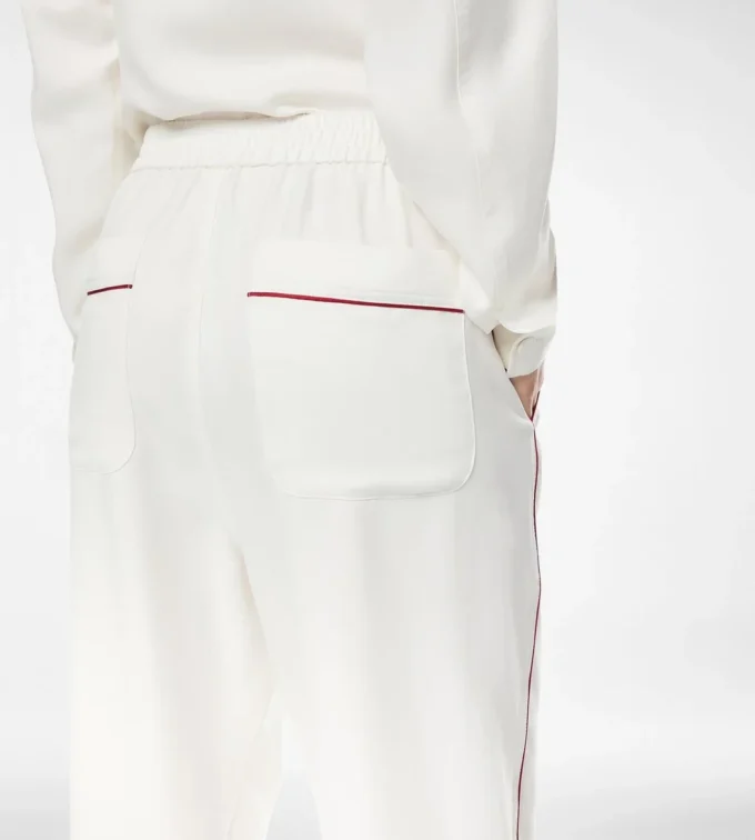 Pantalon de pyjama en twill de soie avec passepoil Pantalon de pyjama en twill de soie avec passepoil