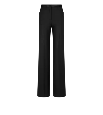 Pantalon de smoking ajusté à coupe bootcut en twill de soie mélangée