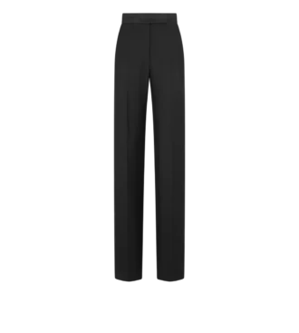 Pantalon de smoking taille haute en laine et soie mélangées Pantalon de smoking taille haute en laine et soie mélangées