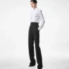 Pantalon de smoking taille haute en laine et soie mélangées Pantalon de smoking taille haute en laine et soie mélangées