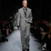Veste double fendue à chevrons en peau de requin