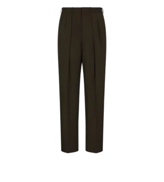 Pantalon à double pli en laine, cachemire et soie