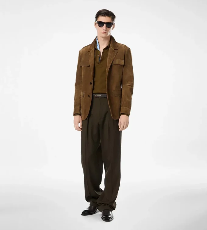 Pantalon à double pli en laine, cachemire et soie Pantalon à double pli en laine, cachemire et soie