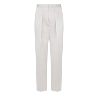 Pantalon à double pli en satin texturé pêché