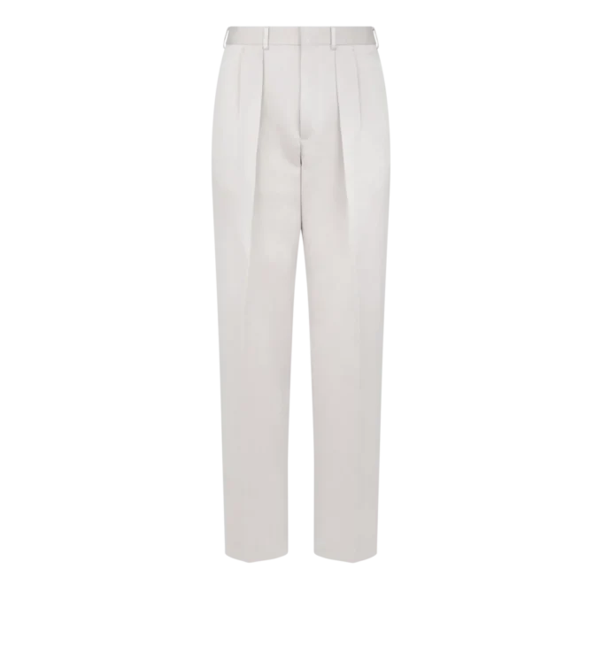 Pantalon à double pli en satin texturé pêché Pantalon à double pli en satin texturé pêché