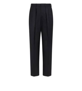 Pantalon à double pli et fines rayures