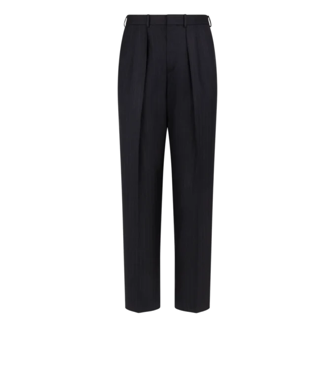 Pantalon à double pli et fines rayures Pantalon à double pli et fines rayures