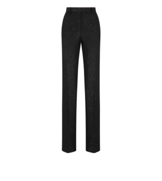 Pantalon droit ajusté en crêpe de laine mélangée à paillettes