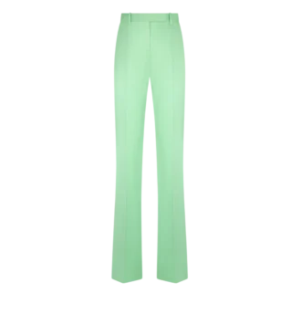 Pantalon droit ajusté en duchesse de coton et soie mélangés lavés