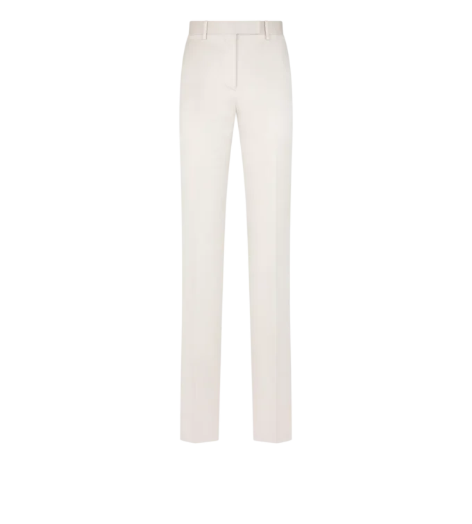 Pantalon droit ajusté en duchesse de coton et soie mélangés lavés Pantalon droit ajusté en duchesse de coton et soie mélangés lavés