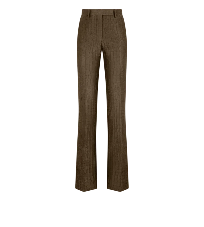 Pantalon droit ajusté en jacquard croco Pantalon droit ajusté en jacquard croco