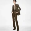 Pantalon droit ajusté en jacquard croco Pantalon droit ajusté en jacquard croco