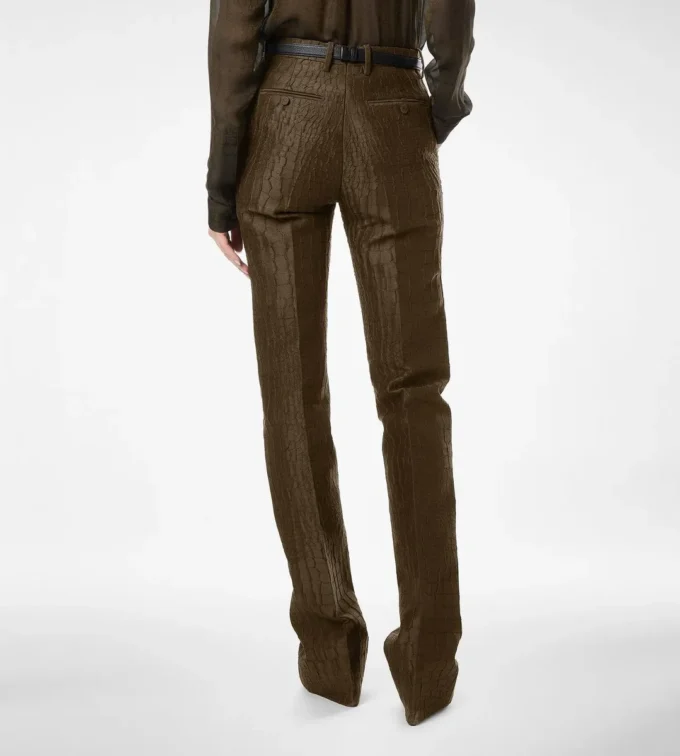 Pantalon droit ajusté en jacquard croco Pantalon droit ajusté en jacquard croco