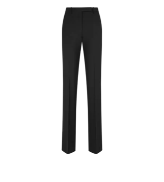 Pantalon droit ajusté en laine et soie mélangées