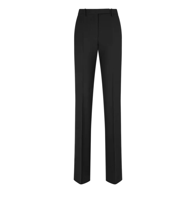 Pantalon droit ajusté en laine et soie mélangées Pantalon droit ajusté en laine et soie mélangées
