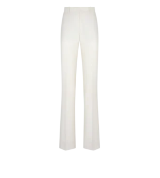 Pantalon droit ajusté en laine et soie à rayures ombrées
