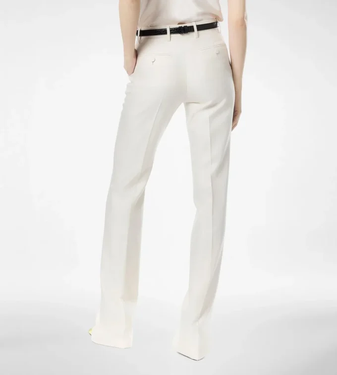 Pantalon droit ajusté en laine et soie à rayures ombrées Pantalon droit ajusté en laine et soie à rayures ombrées