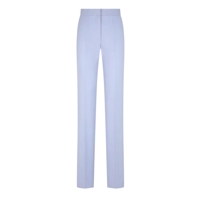 Pantalon droit ajusté en laine légère double face Pantalon droit ajusté en laine légère double face