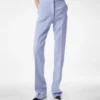 Pantalon droit ajusté en laine légère double face Pantalon droit ajusté en laine légère double face