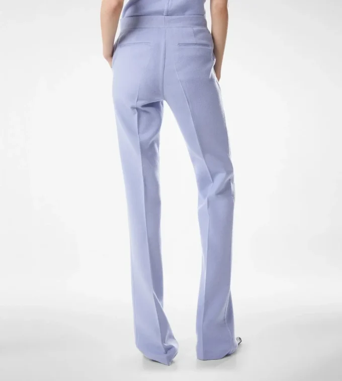 Pantalon droit ajusté en laine légère double face Pantalon droit ajusté en laine légère double face