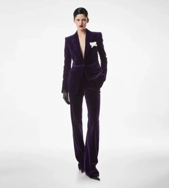 Pantalon droit ajusté en velours de coton Pantalon droit ajusté en velours de coton
