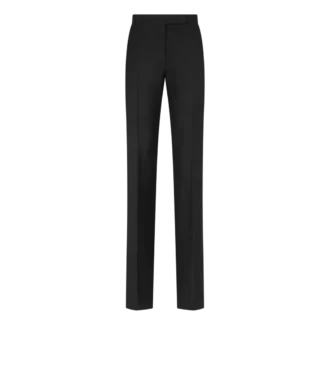 Pantalon droit de smoking ajusté en laine et soie mélangées