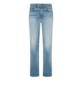 Pantalon droit en denim délavé à la pierre Pantalon droit en denim délavé à la pierre