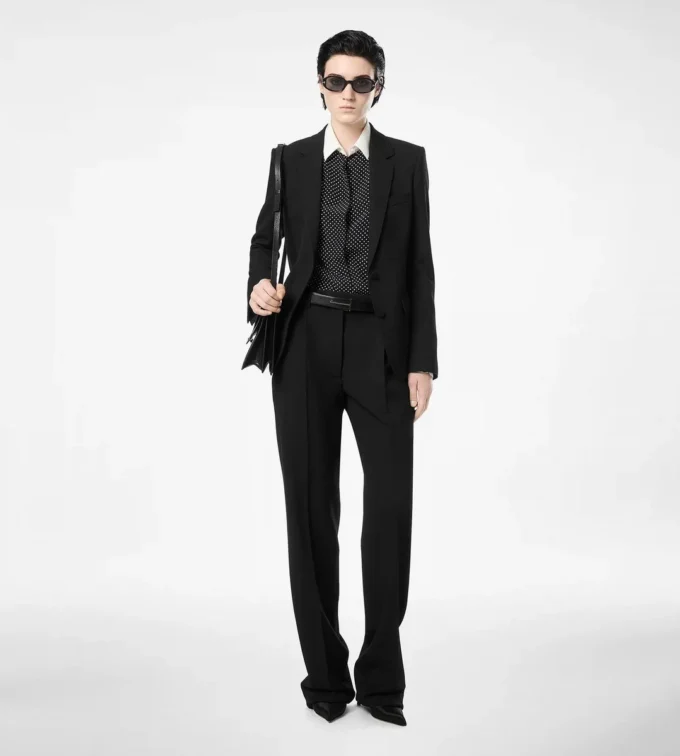 Pantalon droit à pinces décontracté Sharp Grain De Poudre Pantalon droit à pinces décontracté Sharp Grain De Poudre