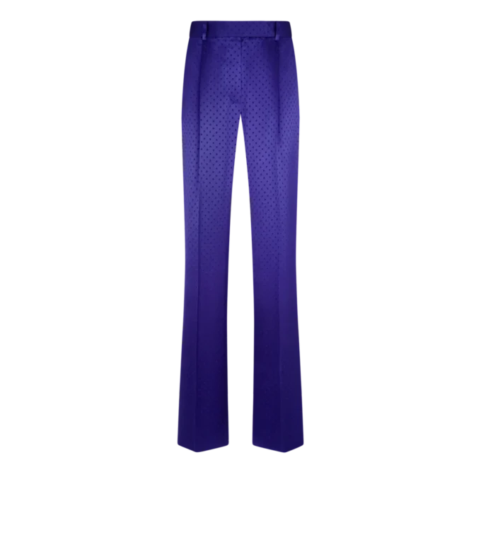 Pantalon droit plissé en jacquard à pois Pantalon droit plissé en jacquard à pois