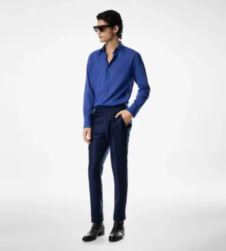 Pantalon Dyllan en twill de soie et mohair