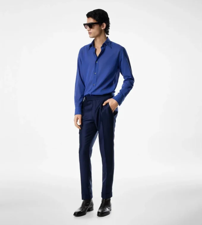 Pantalon Dyllan en twill de soie et mohair Pantalon Dyllan en twill de soie et mohair