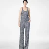 Pantalon en georgette de soie brodé de paillettes Pantalon en georgette de soie brodé de paillettes