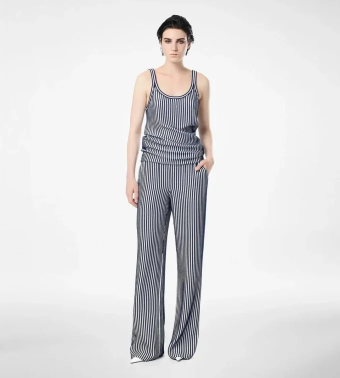Pantalon en georgette de soie brodé de paillettes Pantalon en georgette de soie brodé de paillettes
