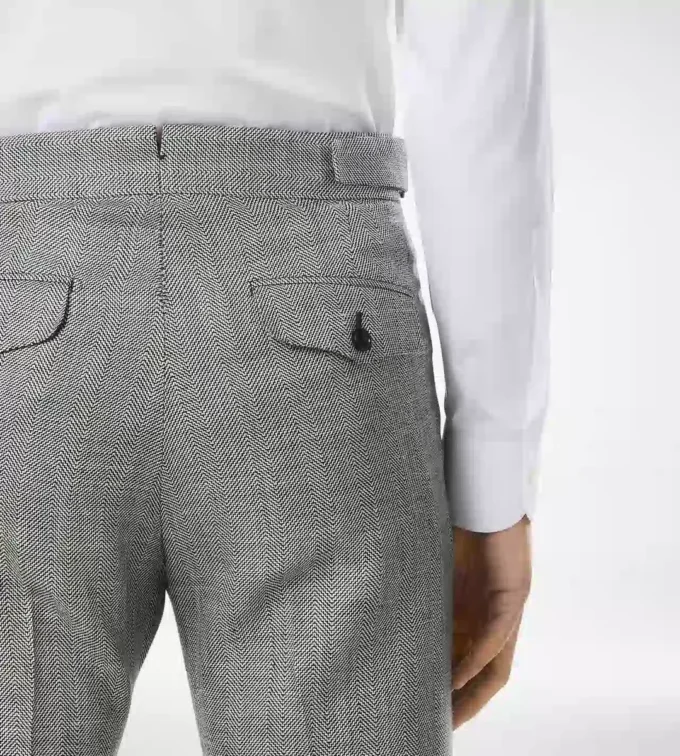 Pantalon en laine, soie et lin Sharkskin Pantalon en laine, soie et lin Sharkskin