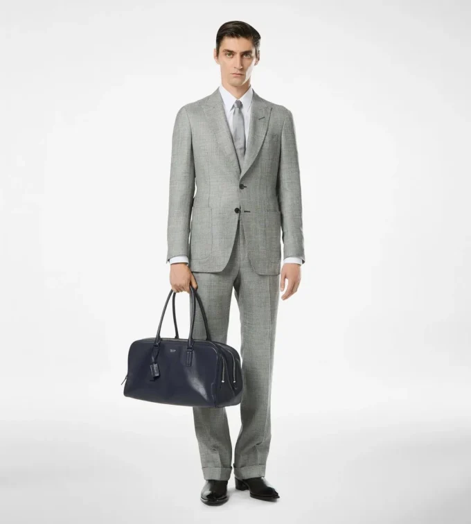 Pantalon en laine, soie et lin Sharkskin Pantalon en laine, soie et lin Sharkskin