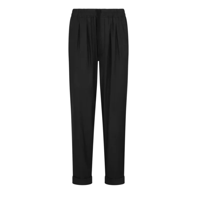 Pantalon léger en twill fluide de coton et soie