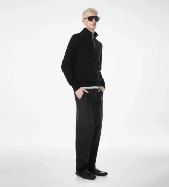 Pantalon léger en twill fluide de coton et soie